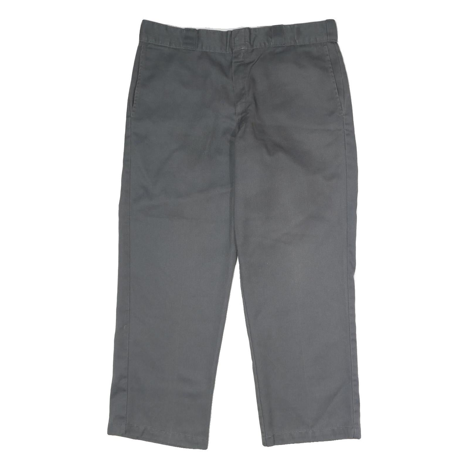DICKIES Mens Polyester Blend Classic Grey W36 L28 Workwear Trousers Zip Closure