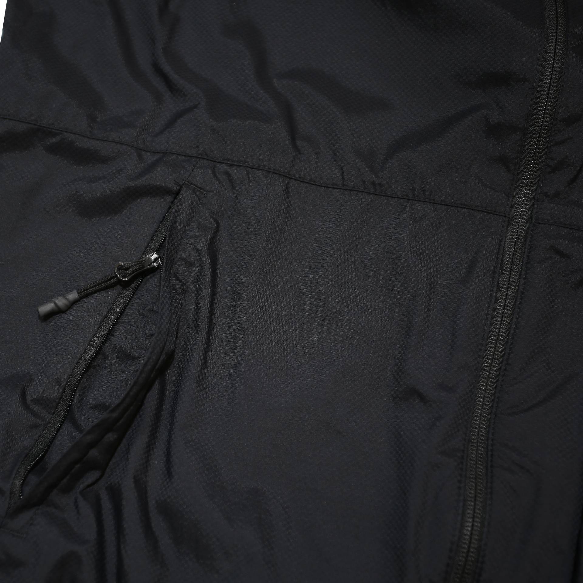 ADIDAS Mens Black Nylon Hooded Jacket L Plain Zip Sportswear Athletic Fit