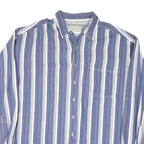 ARIZONA Mens Blue & Green Striped Cotton Blend Shirt L Casual Button Down