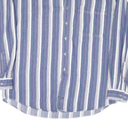 ARIZONA Mens Blue & Green Striped Cotton Blend Shirt L Casual Button Down