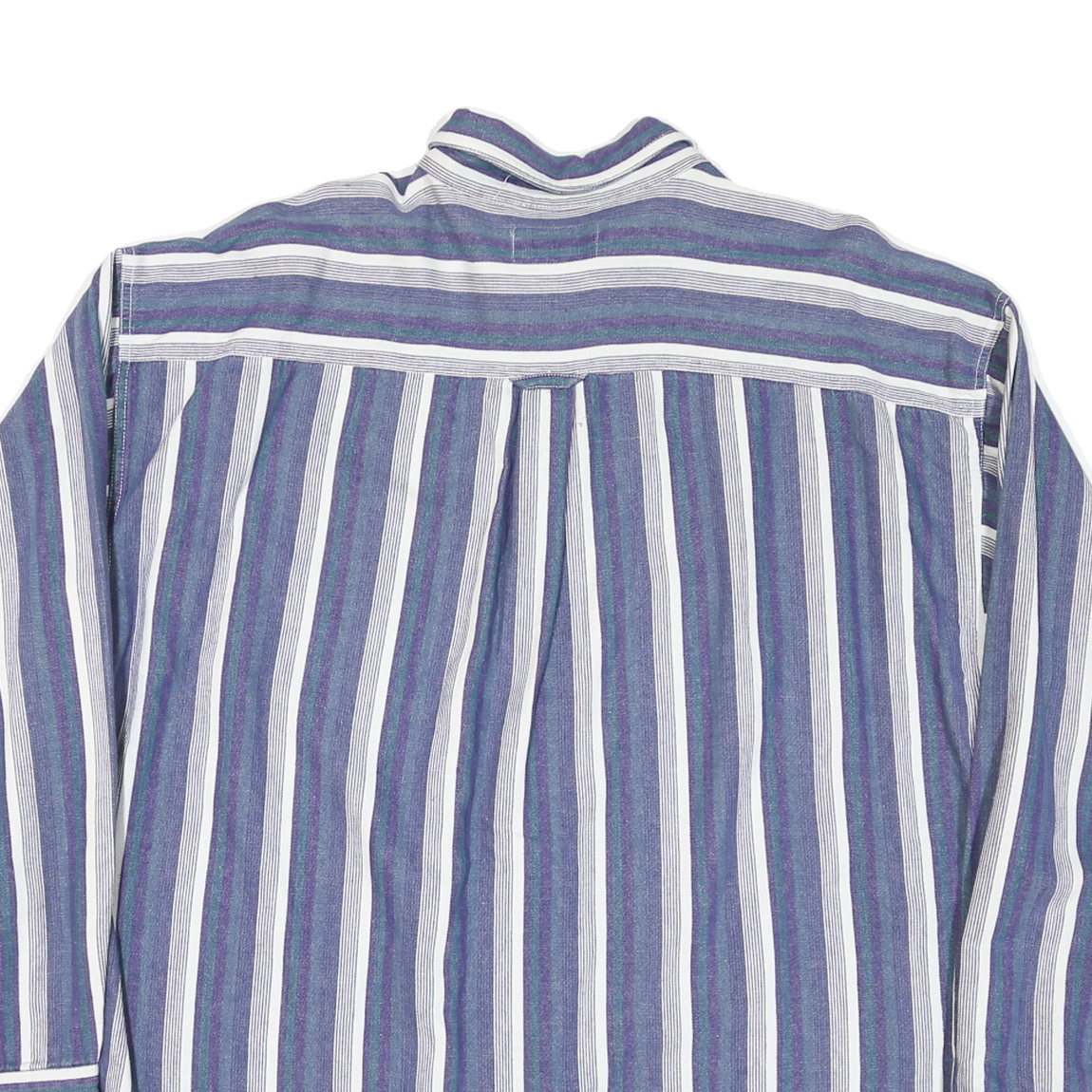 ARIZONA Mens Blue & Green Striped Cotton Blend Shirt L Casual Button Down