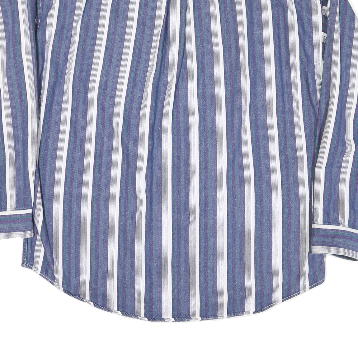 ARIZONA Mens Blue & Green Striped Cotton Blend Shirt L Casual Button Down