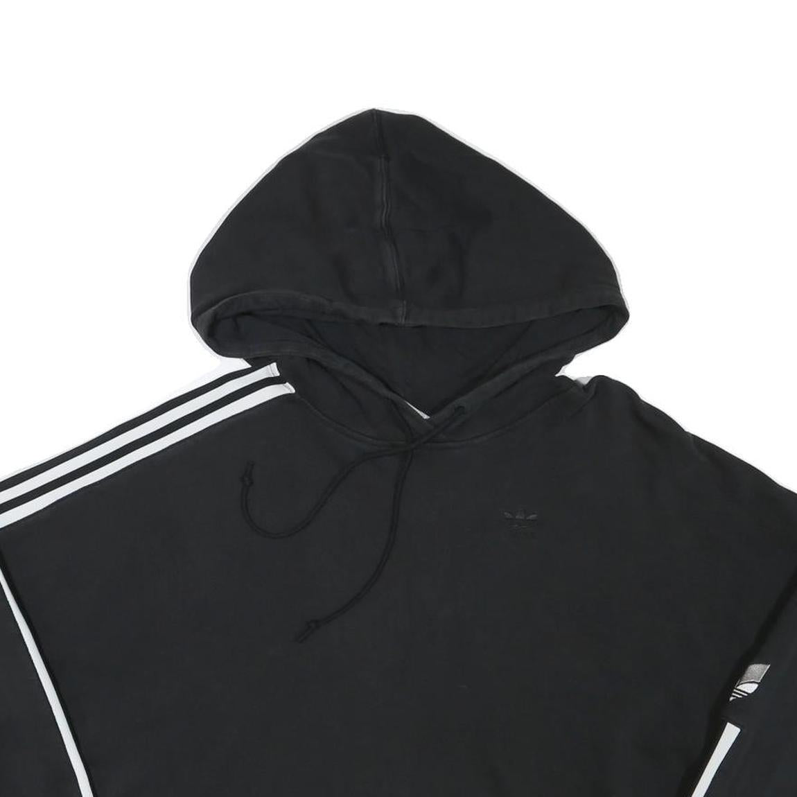 ADIDAS Womens Black Hoodie UK 10 Cropped Drawstring Pullover Cotton Blend
