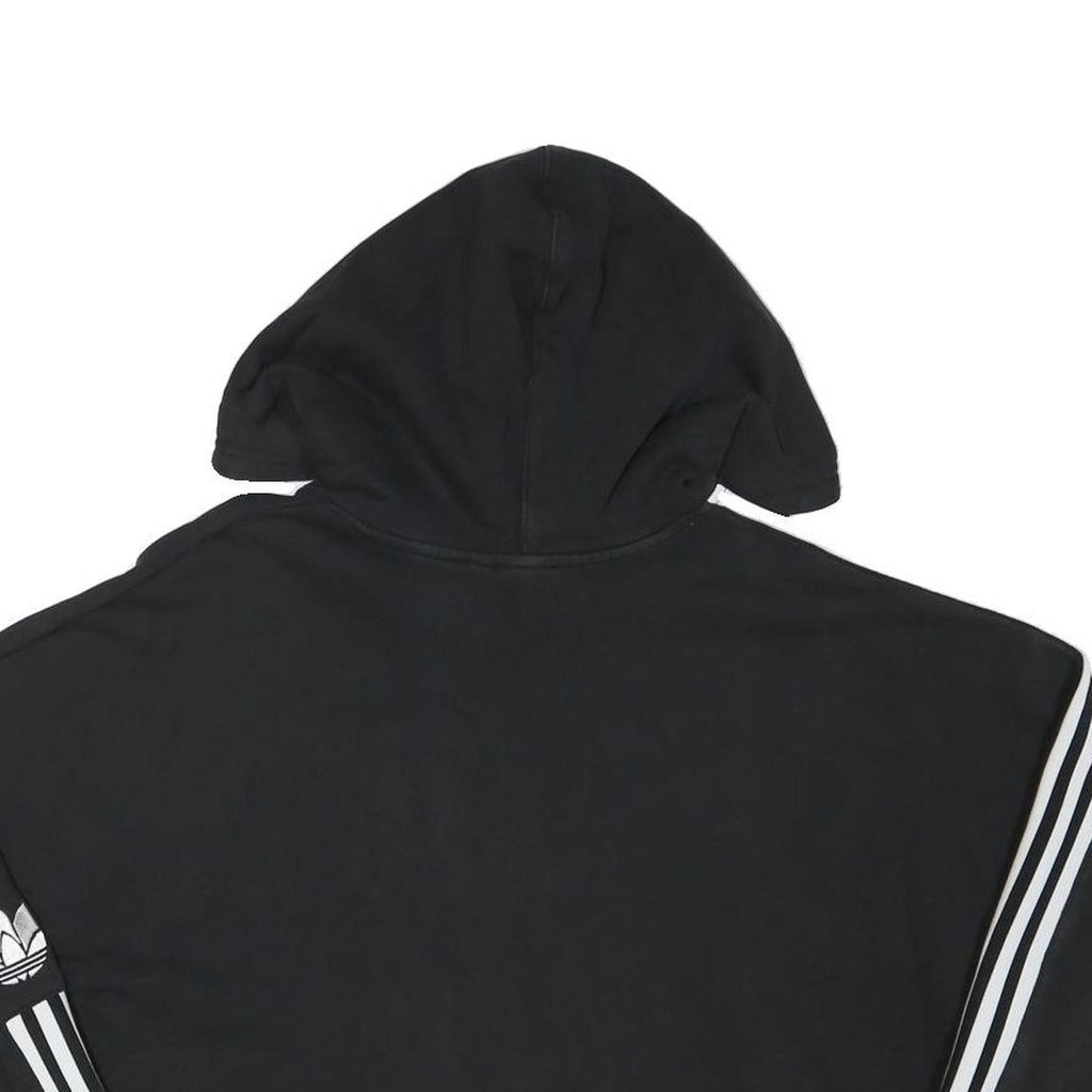 ADIDAS Womens Black Hoodie UK 10 Cropped Drawstring Pullover Cotton Blend