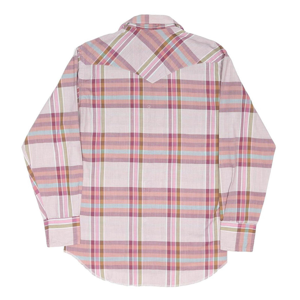 WRANGLER Mens Pink & Beige Check Western Shirt M Cotton Blend Long Sleeve