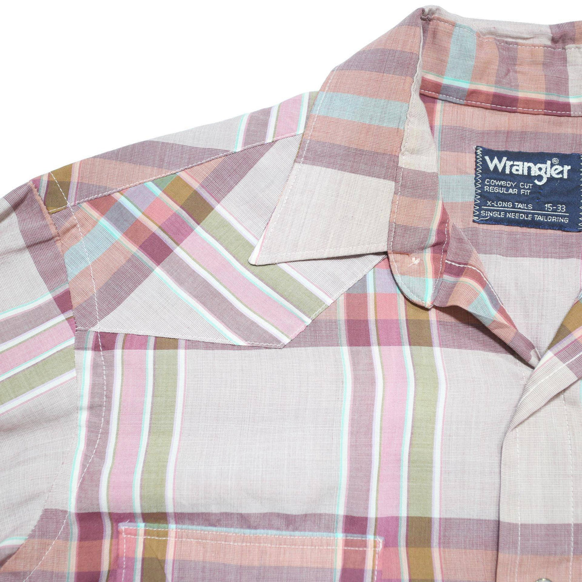 WRANGLER Mens Pink & Beige Check Western Shirt M Cotton Blend Long Sleeve
