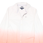 TOMMY HILFIGER Womens White & Pink Shirt XS Button Cotton Blend Casual