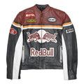 TOP RANGE Mens Brown & Black Red Bull Leather Zip Jacket S Racing Motorcycle
