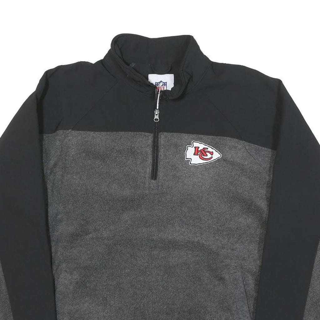 NFL Mens Black & Grey Pullover Patterned 1/4 Zip Jumper XL NFL Logo
