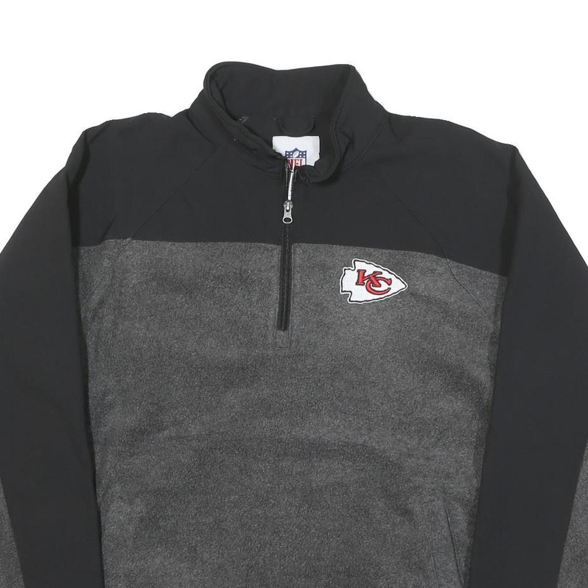 NFL Mens Black & Grey Pullover Patterned 1/4 Zip Jumper XL NFL Logo