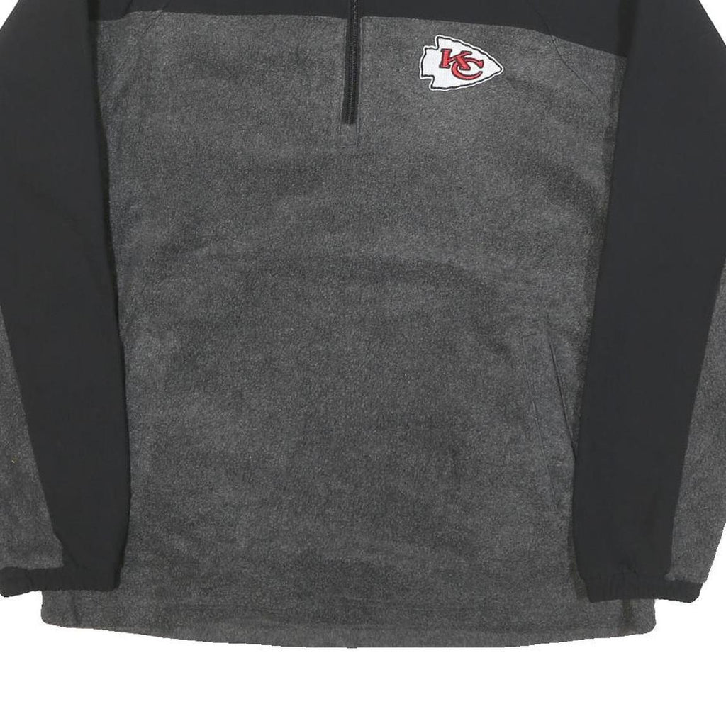 NFL Mens Black & Grey Pullover Patterned 1/4 Zip Jumper XL NFL Logo