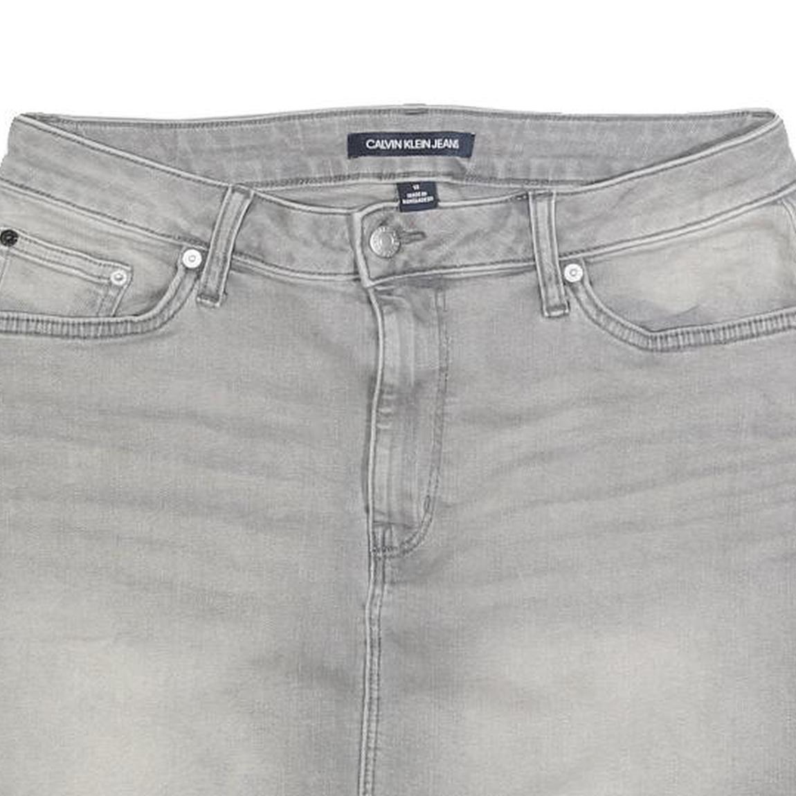 CALVIN KLEIN JEANS Womens Grey Denim Mini Skirt Cotton Blend M Casual Stylish