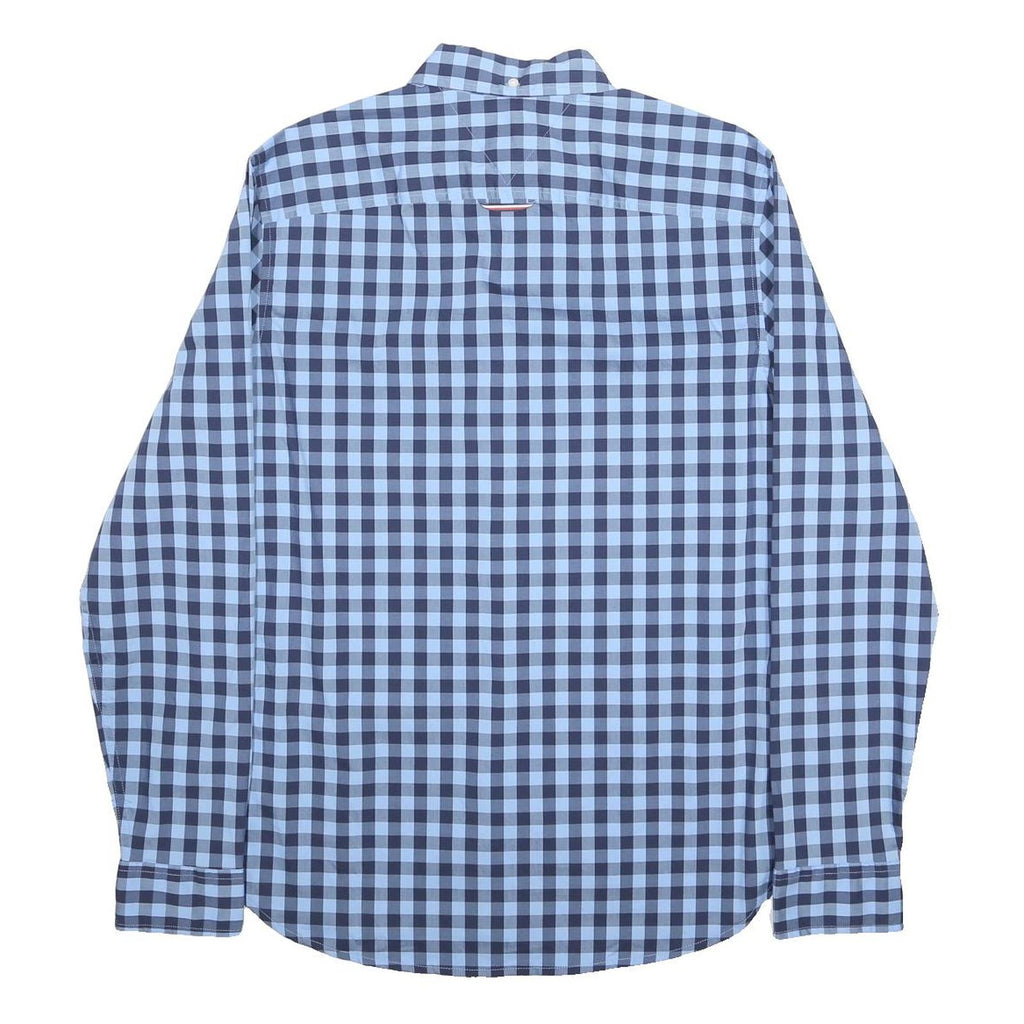 TOMMY HILFIGER Mens Blue Check Shirt M Button Down Cotton Blend Casual