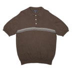 NAUTICA Mens Brown & Grey Short Sleeve Polo Shirt XL Striped Cotton Classic