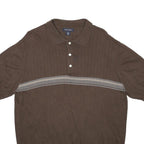 NAUTICA Mens Brown & Grey Short Sleeve Polo Shirt XL Striped Cotton Classic