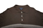 NAUTICA Mens Brown & Grey Short Sleeve Polo Shirt XL Striped Cotton Classic