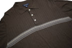 NAUTICA Mens Brown & Grey Short Sleeve Polo Shirt XL Striped Cotton Classic