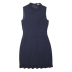 OASIS Womens Navy Fit & Flare Cotton Blend Sleeveless Mini Dress UK 8 Scallop