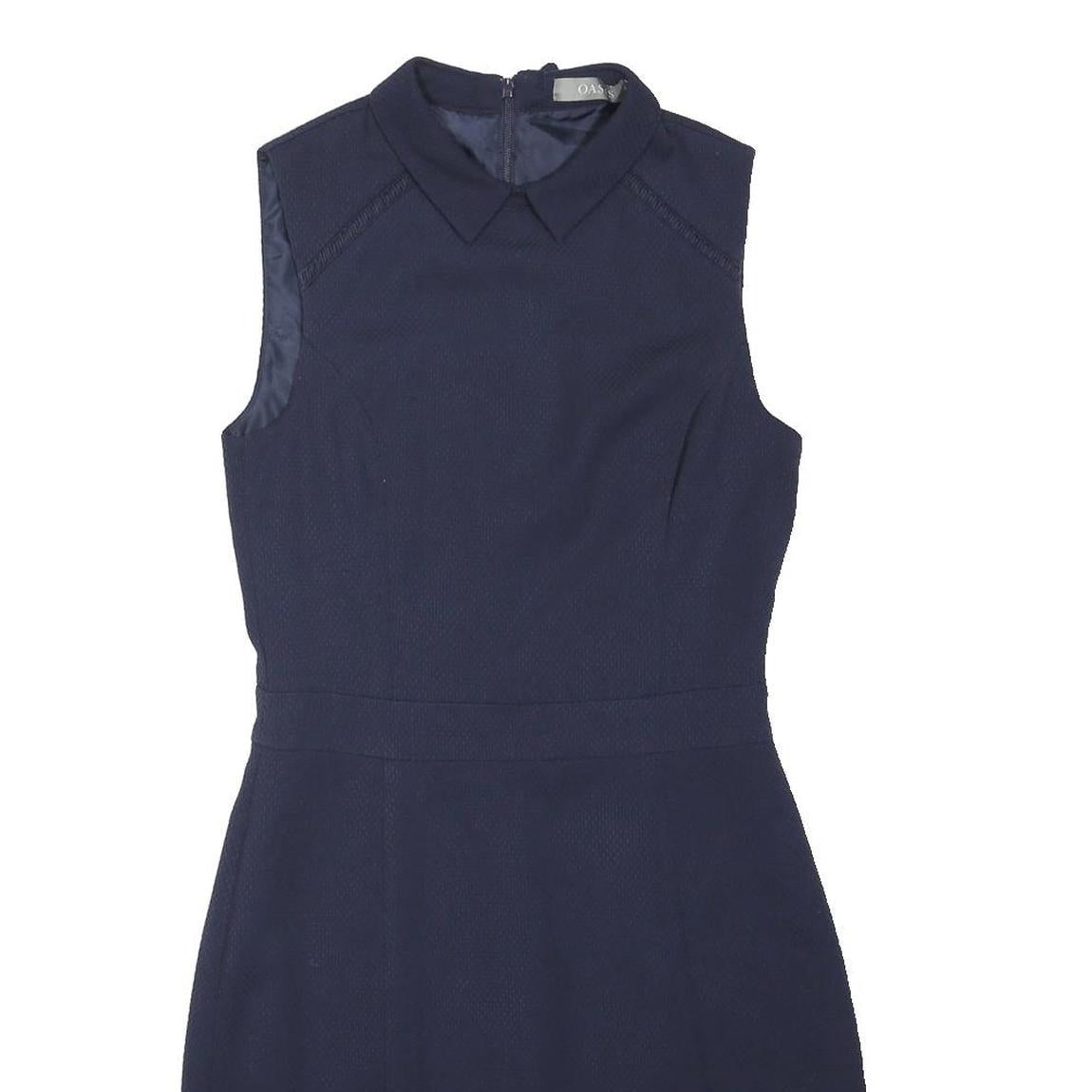OASIS Womens Navy Fit & Flare Cotton Blend Sleeveless Mini Dress UK 8 Scallop