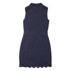 OASIS Womens Navy Fit & Flare Cotton Blend Sleeveless Mini Dress UK 8 Scallop