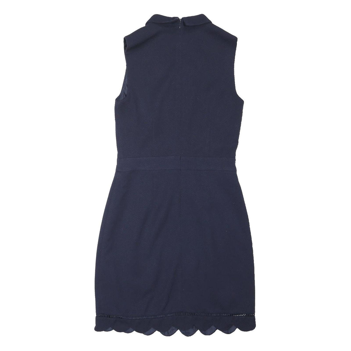 OASIS Womens Navy Fit & Flare Cotton Blend Sleeveless Mini Dress UK 8 Scallop