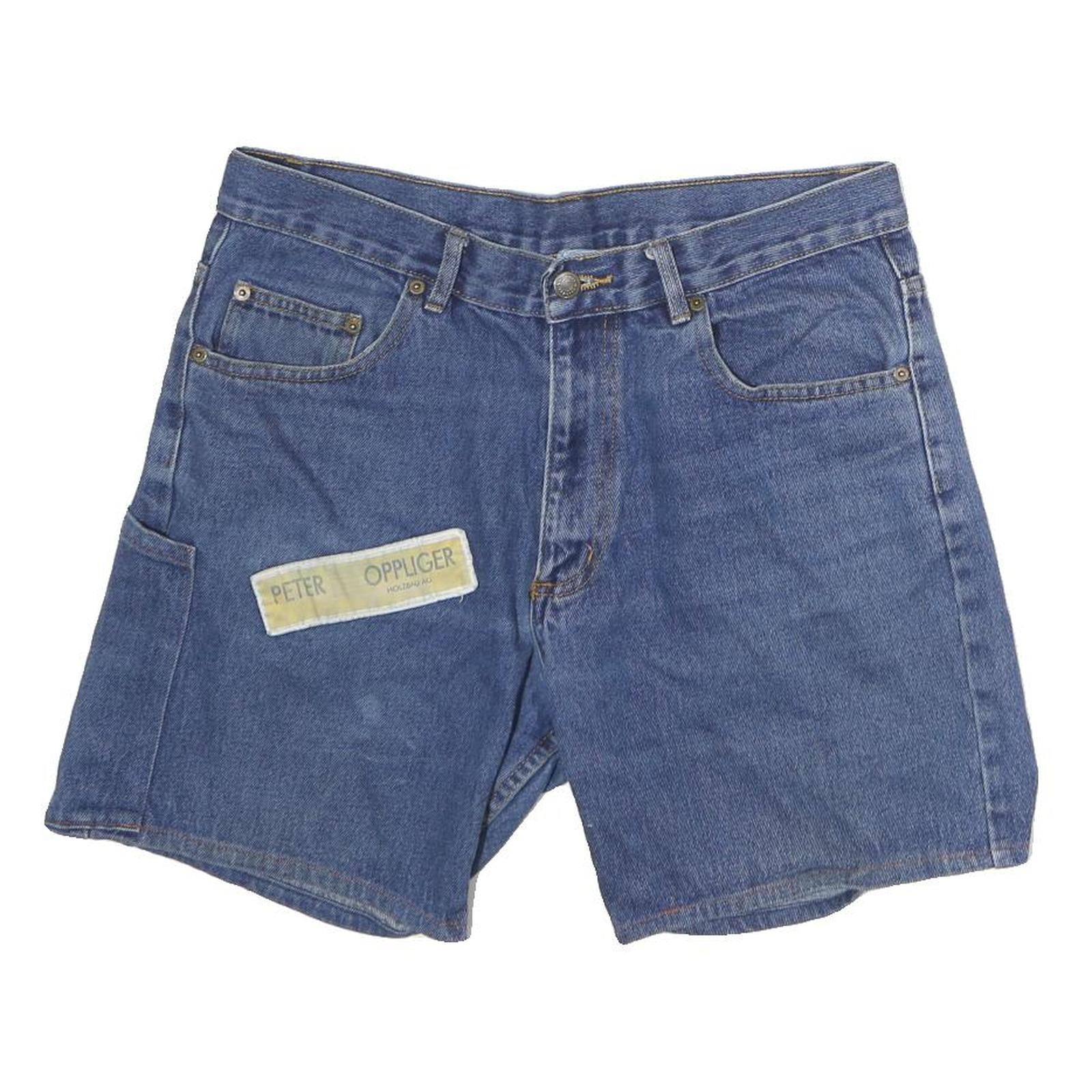 Womens Blue Cotton Denim Casual Shorts M W34 Comfortable Classic Fit Workwear