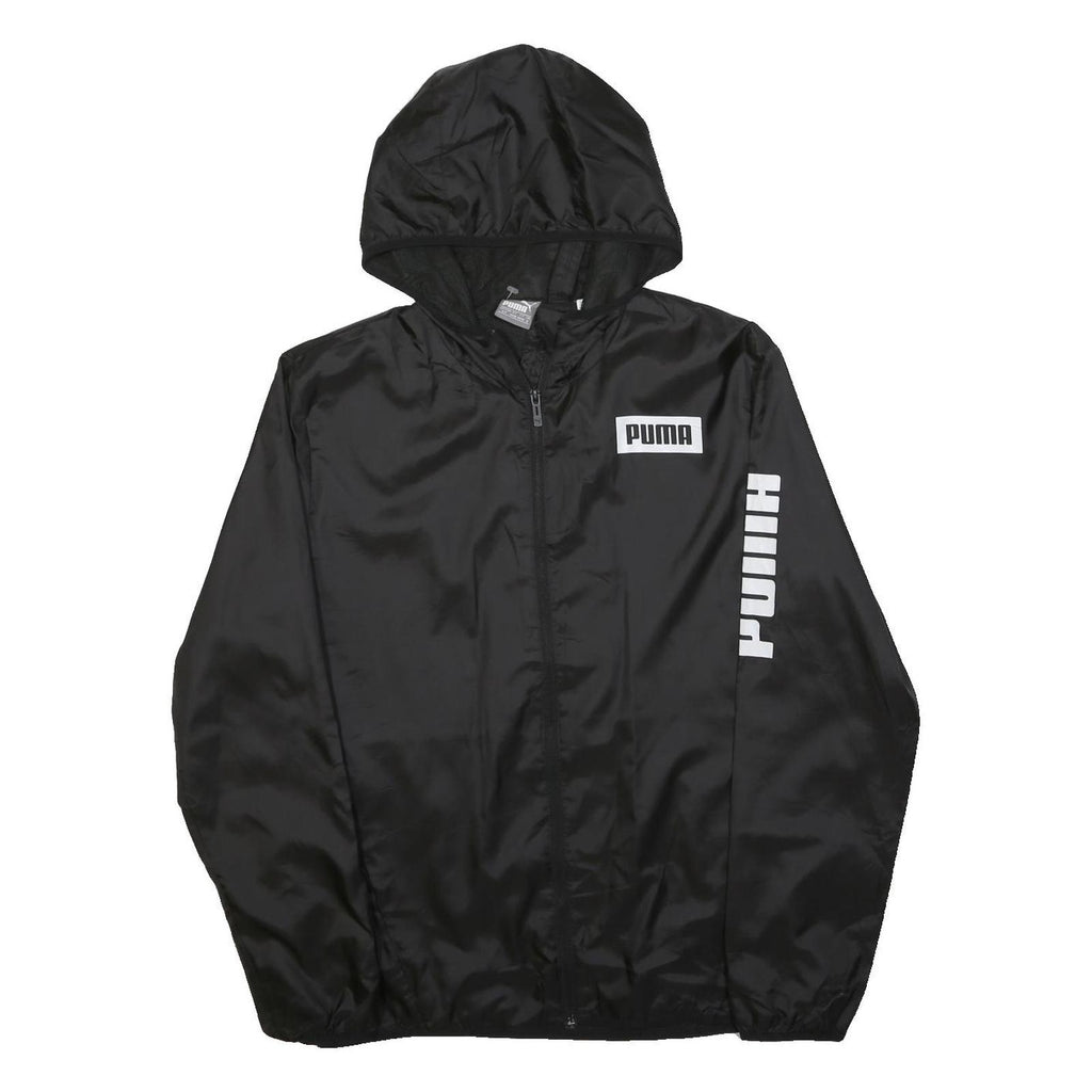 PUMA Mens Black Polyester Jacket S Zip Hoodie Logo Printed Athletic Casual