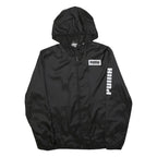 PUMA Mens Black Polyester Jacket S Zip Hoodie Logo Printed Athletic Casual