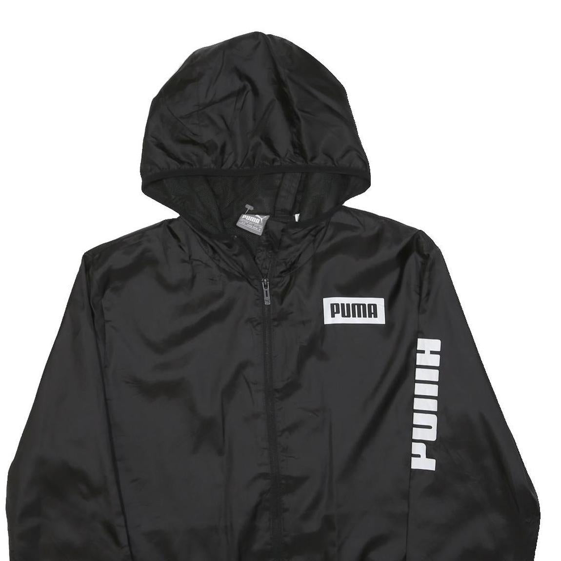 PUMA Mens Black Polyester Jacket S Zip Hoodie Logo Printed Athletic Casual