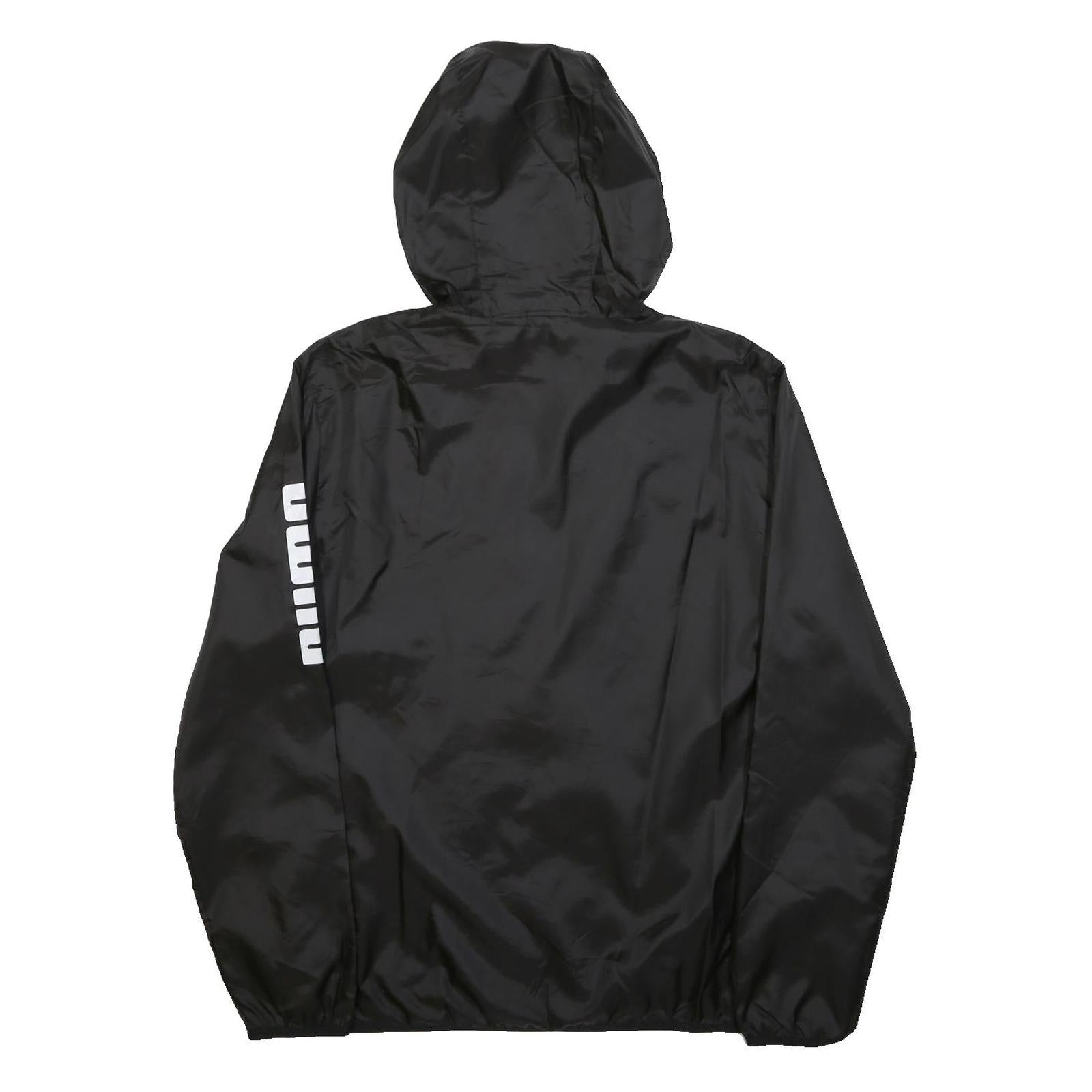 PUMA Mens Black Polyester Jacket S Zip Hoodie Logo Printed Athletic Casual
