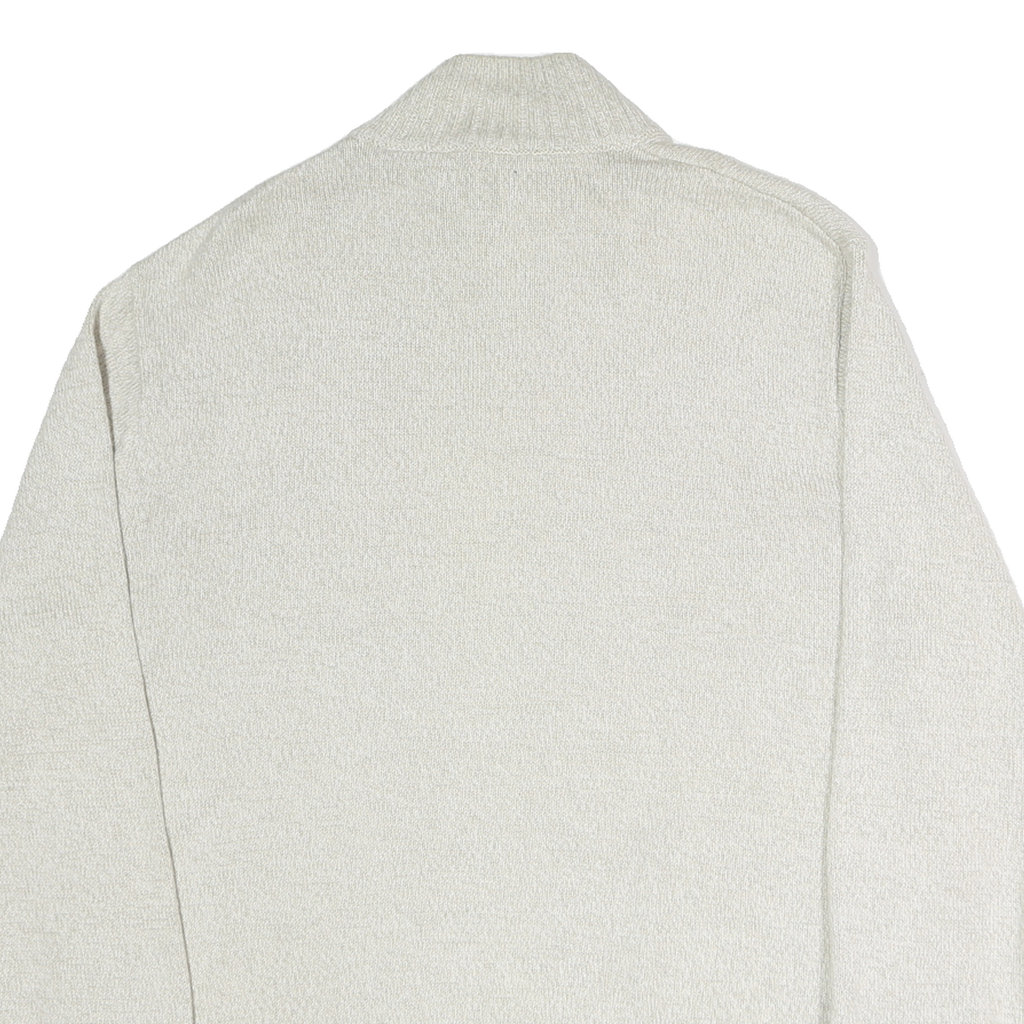 CHAPS Mens Cream Button Up Plain Crew Neck Basic Knit Jumper L Cotton