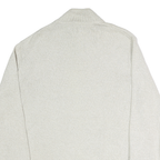 CHAPS Mens Cream Button Up Plain Crew Neck Basic Knit Jumper L Cotton