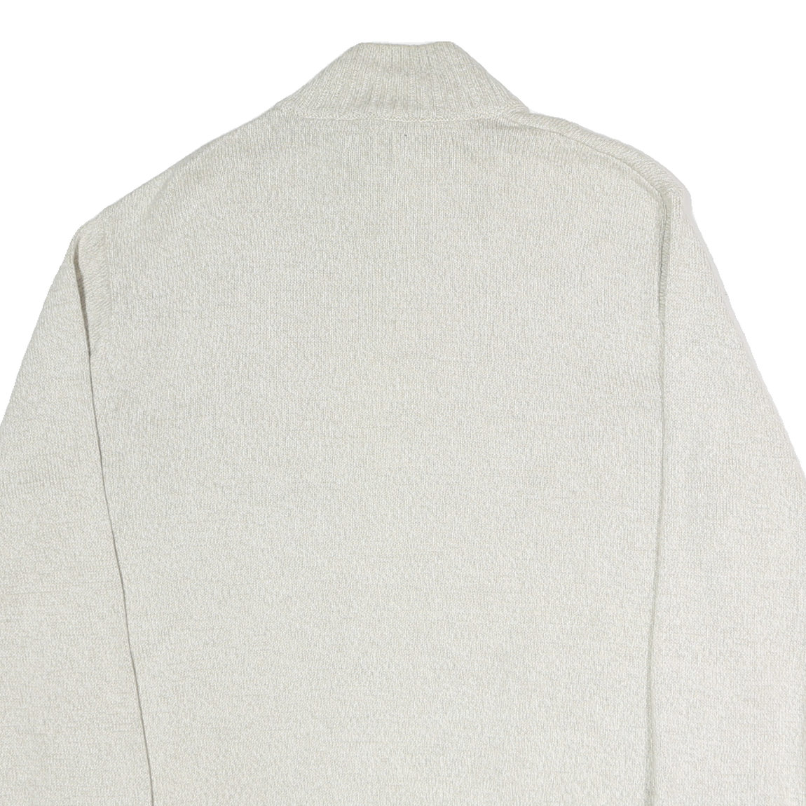 CHAPS Mens Cream Button Up Plain Crew Neck Basic Knit Jumper L Cotton