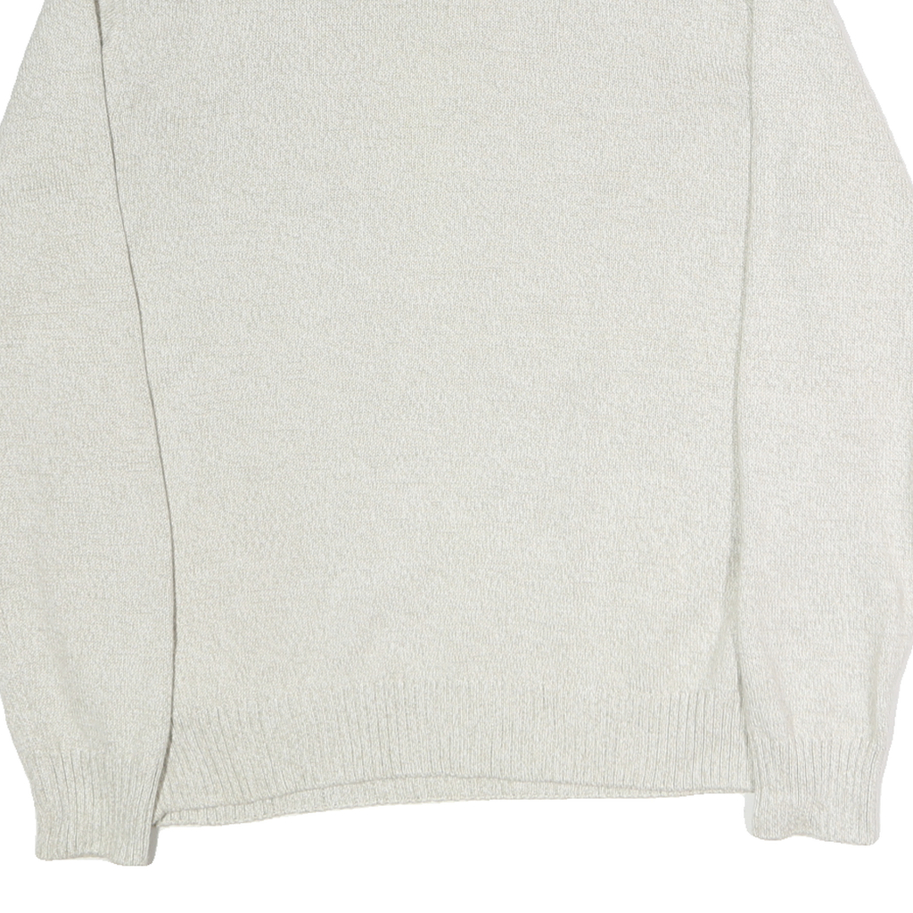 CHAPS Mens Cream Button Up Plain Crew Neck Basic Knit Jumper L Cotton