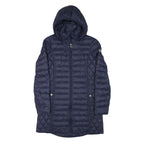 MICHAEL KORS Mens Navy Blue Quilted Jacket S Polyester Blend Zip Hooded Stylish