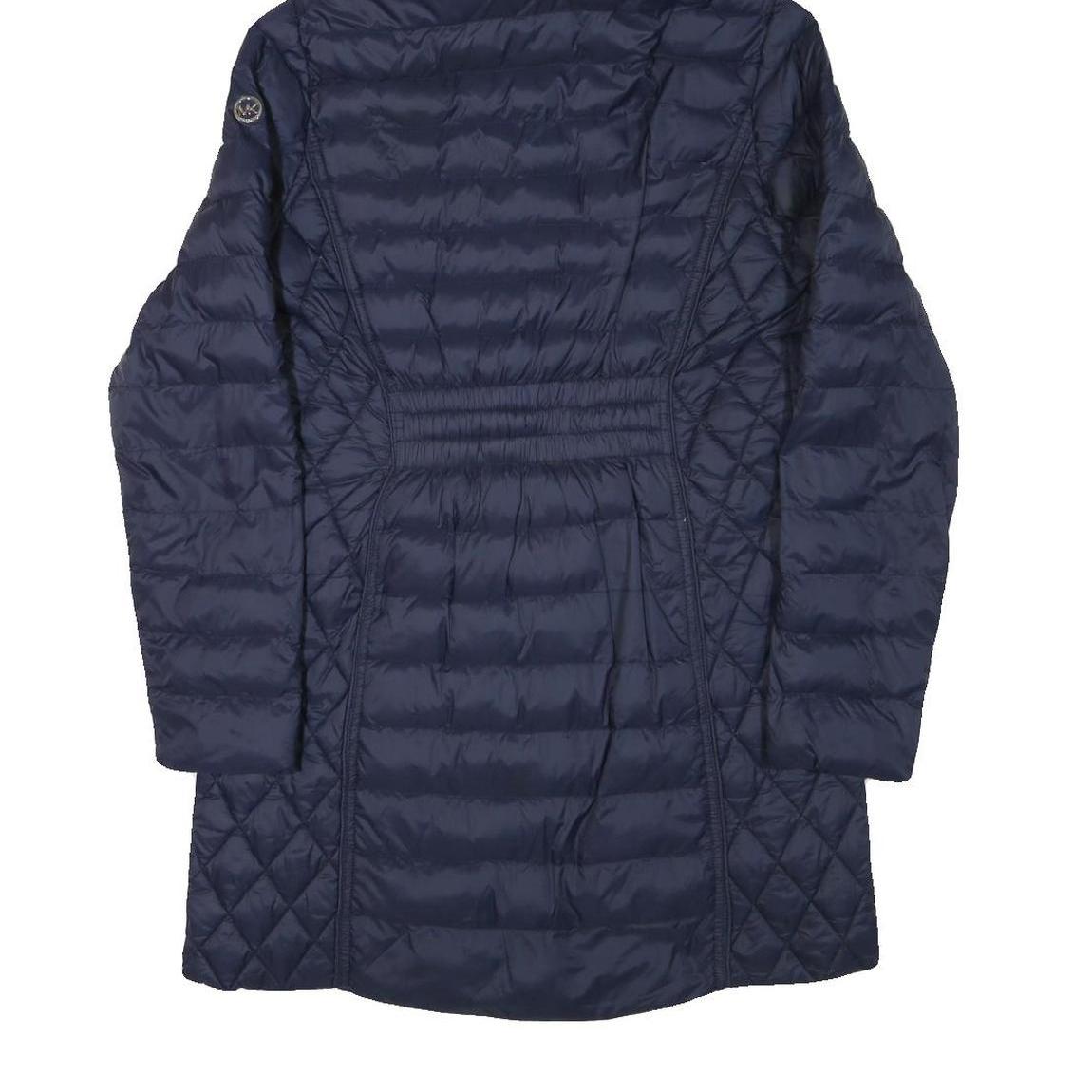 MICHAEL KORS Mens Navy Blue Quilted Jacket S Polyester Blend Zip Hooded Stylish
