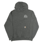 CARHARTT Mens Grey Hoodie L Cotton Logo Workwear Pullover Sweatshirt