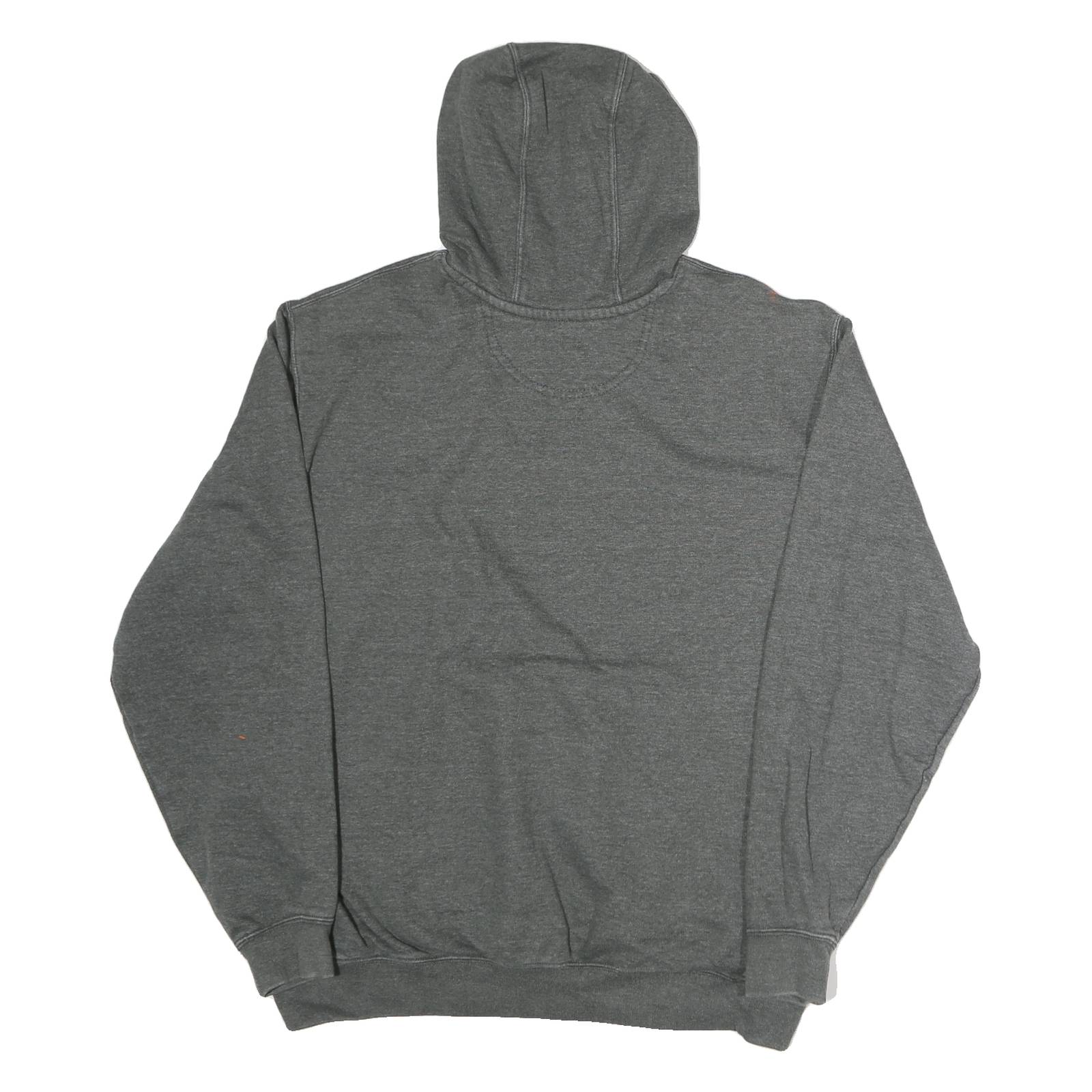 CARHARTT Mens Grey Hoodie L Cotton Logo Workwear Pullover Sweatshirt
