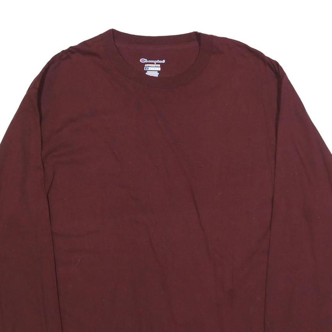 CHAMPION Mens Maroon Long Sleeve Crew Neck T-Shirt Cotton Blend L