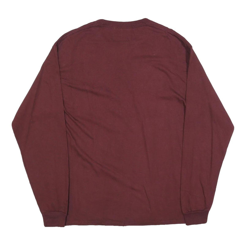 CHAMPION Mens Maroon Long Sleeve Crew Neck T-Shirt Cotton Blend L