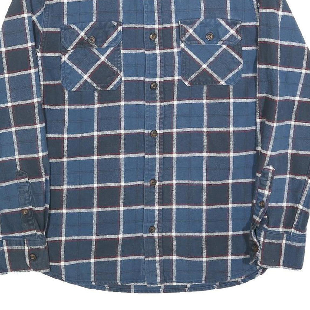 JACHS Mens Blue & White Check Shirt S Cotton Long Sleeve Casual Flannel