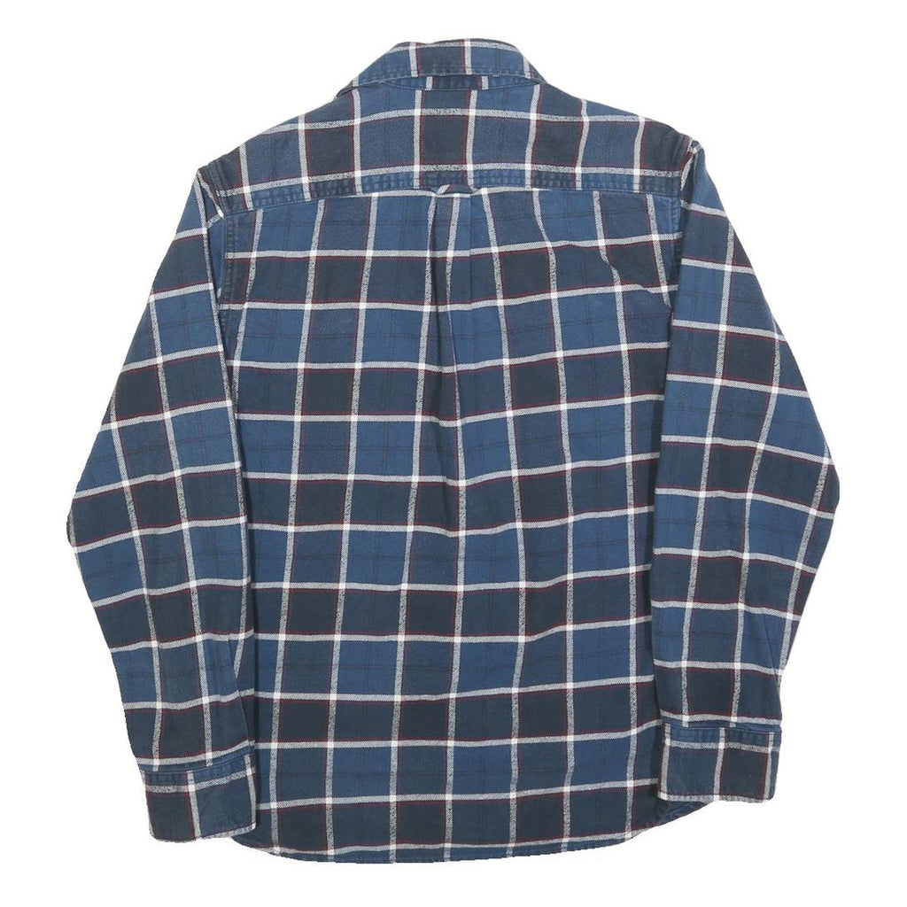 JACHS Mens Blue & White Check Shirt S Cotton Long Sleeve Casual Flannel