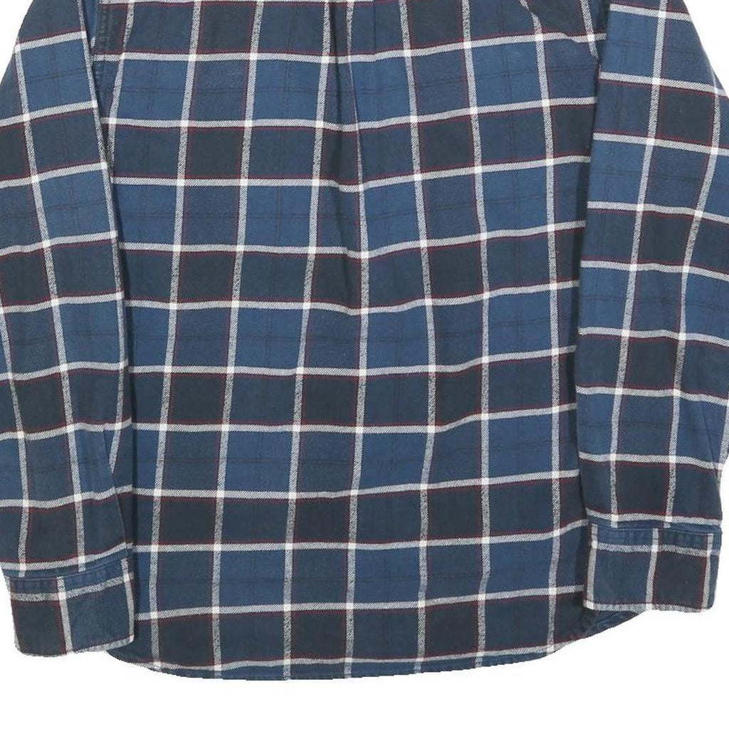 JACHS Mens Blue & White Check Shirt S Cotton Long Sleeve Casual Flannel