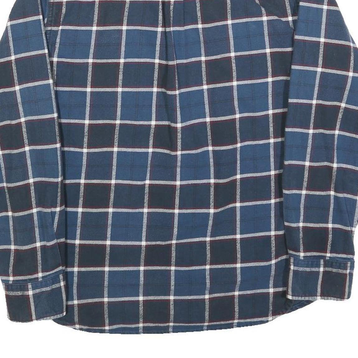 JACHS Mens Blue & White Check Shirt S Cotton Long Sleeve Casual Flannel