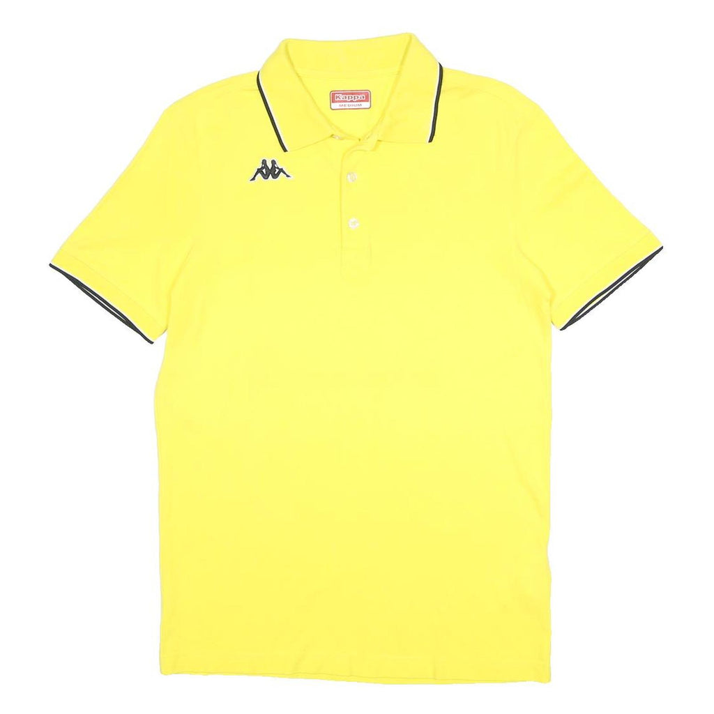 KAPPA Mens Yellow Short Sleeve Plain Polo Shirt M Cotton Casual Sportswear