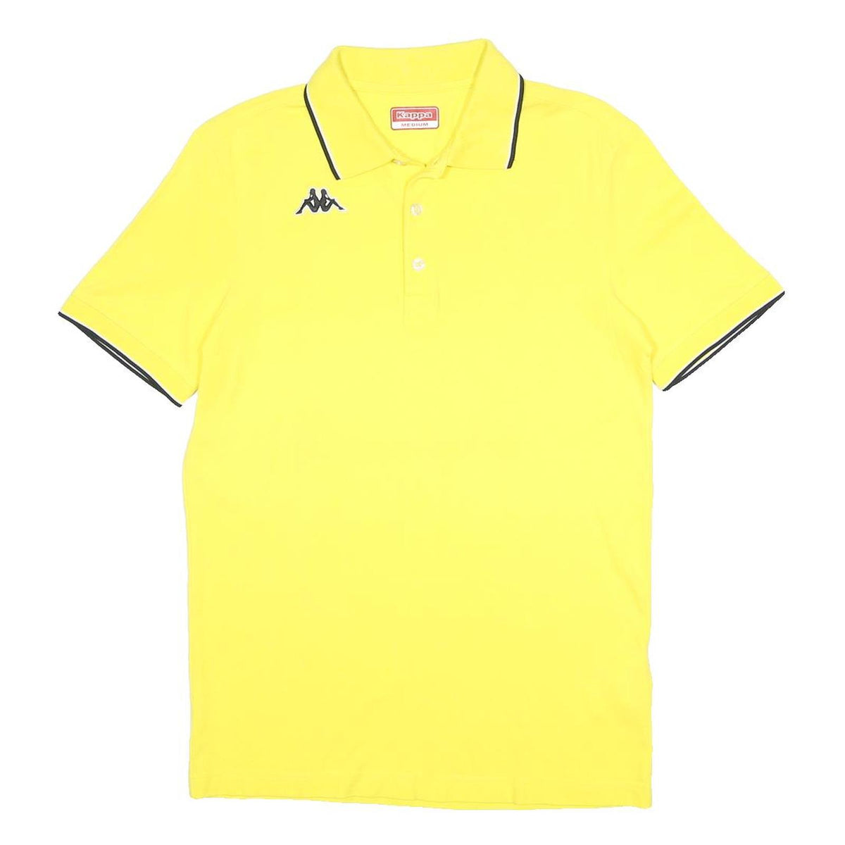 KAPPA Mens Yellow Short Sleeve Plain Polo Shirt M Cotton Casual Sportswear