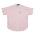 TOMMY JEANS Mens Red & White Stripe Shirt L Button Down Chest Pocket Casual