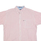TOMMY JEANS Mens Red & White Stripe Shirt L Button Down Chest Pocket Casual