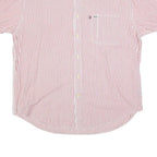 TOMMY JEANS Mens Red & White Stripe Shirt L Button Down Chest Pocket Casual