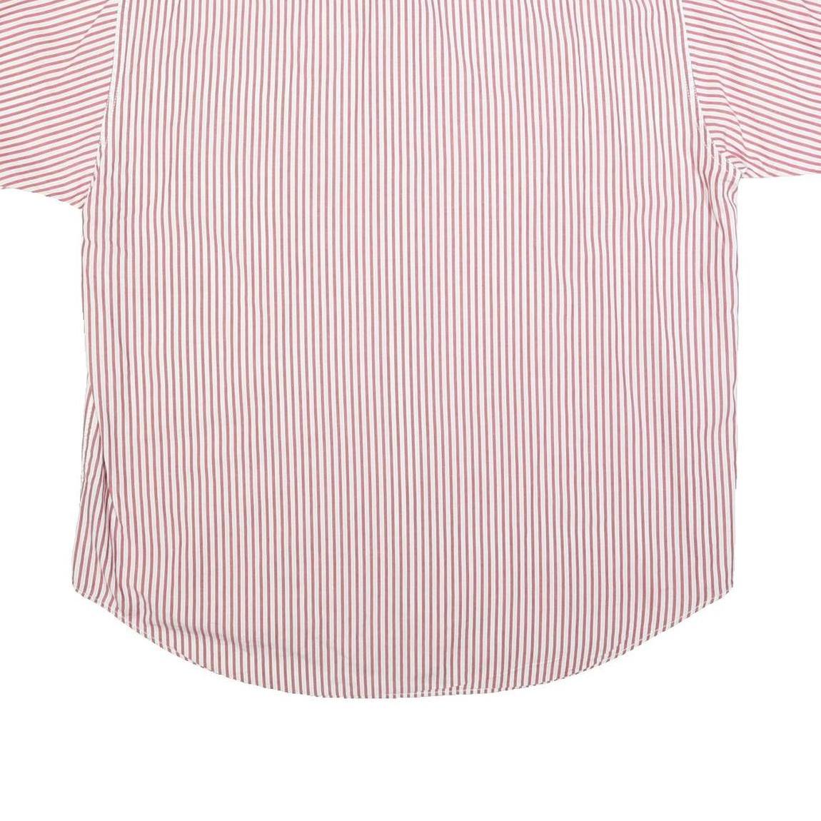 TOMMY JEANS Mens Red & White Stripe Shirt L Button Down Chest Pocket Casual